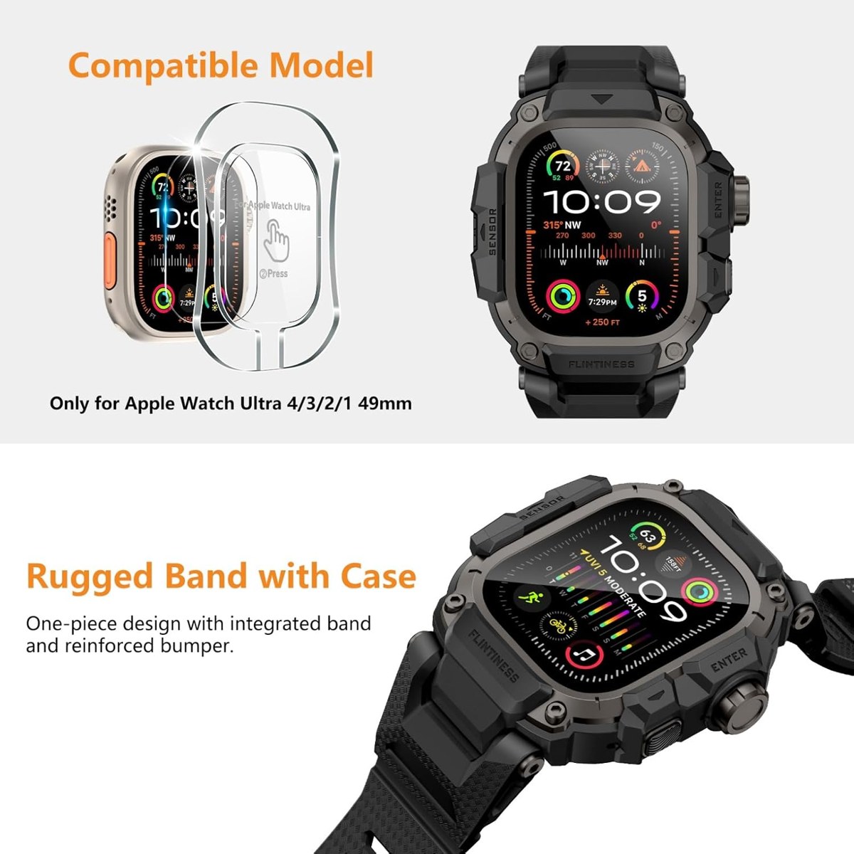 OROBAY Rugged Metal Case Band for Apple Watch Ultra 49mm photo 2